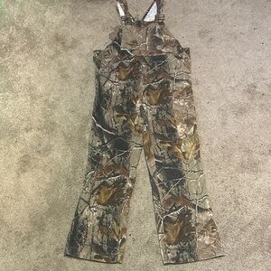 Realtree Kids Camo Bib Overalls Hunting Outdoor Brown Green Tan Size L 10-12